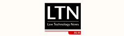 A black and white logo of law technology news.